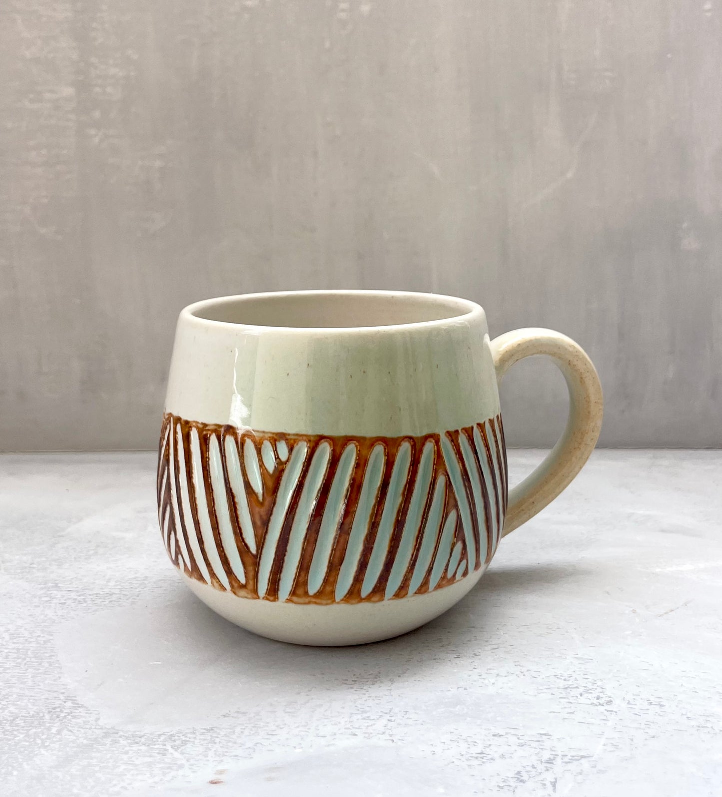 Geometric Hand Carved Mug