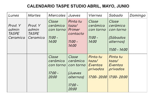 CLASES DE CERÁMICA CON TORNO semanales : abril, mayo, junio